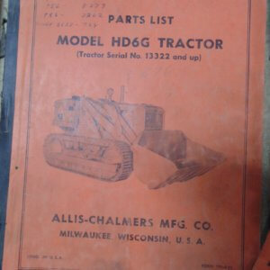 Allis Chalmers HDG6 Tractor Parts Manual