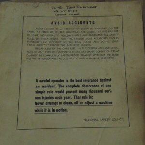 Allis Chalmers TL14D Diesel Tractor Loader Operator Manual