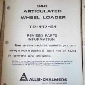 Allis Chalmers 940 Articulated Wheel Loader Parts Manual