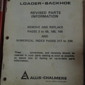 Allis Chalmers 816 Loader Backhoe Parts Manual