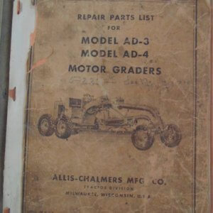 Allis Chalmers Model AD-3, AD-4 Motor Graders Parts and Repair Manual