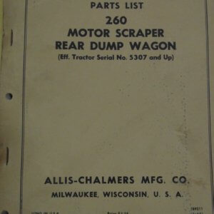 Allis Chalmers 260 Motor Scraper Rear Dump Wagon Parts Manual
