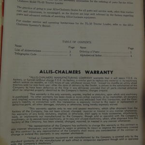 Allis Chalmers Model TL10 Tractor Loader Parts Manual