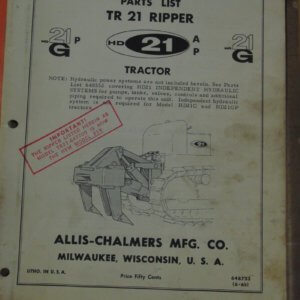 Allis Chalmers TR 21 Ripper HD21 AP Parts Manual