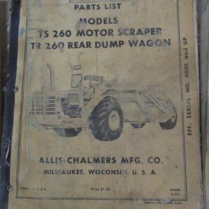 Allis Chalmers TS260 Motor Scraper, TR 260 Rear Dump Wagon Parts Manual