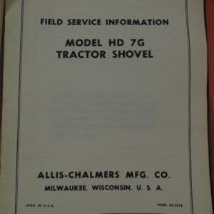 Allis Chalmers Model HD7G Tractor Shovel Service Manual