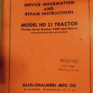 Allis Chalmers Model HD21 Tractor Service and Repair Manual