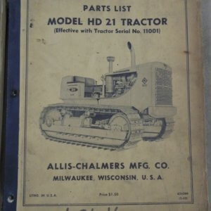 Allis Chalmers Model HD21 Tractor Parts Manual