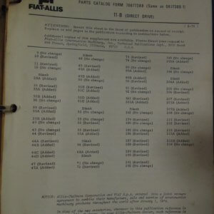 Fiat Allis 11B Direct Drive HD11 Series B Crawler Tractor Parts Manual
