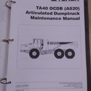 Terex TA 40 OCDB (A820) Articulated Dumptruck Maintenance Manual