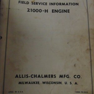 Allis Chalmers 21000H Engine Field Service Information Manual