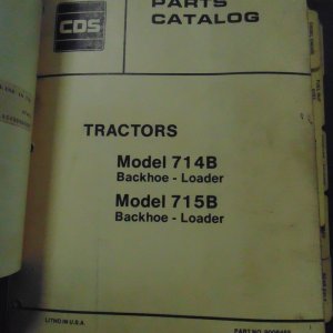 Allis Chalmers Tractors Models 714B Backhoe Loader, 715B Backhoe Loader, Operator, and Parts Manuals