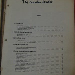 Allis Chalmers 7G Crawler Loader Operator Manual