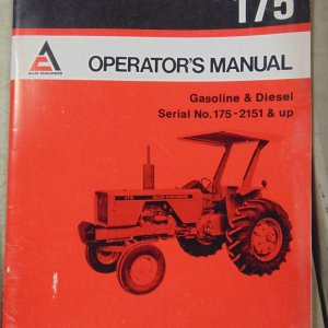 Allis Chalmers 175 Gas & Diesel Tractor Operator Manual