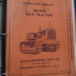 Allis Chalmers Model HD9 Tractor Operator, Repair and Parts Manual