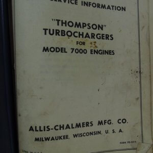 Allis Chalmers Thompson Turbochargers for Model 7000 Engines Service, Operator and Parts Manual