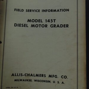 Allis Chalmers Thompson Turbochargers for Model 7000 Engines Model 145T Diesel Motor Grader Service Manual 