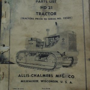 Allis Chalmers HD21 Tractor Parts Manual