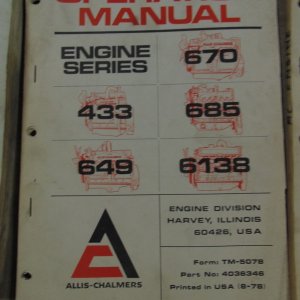 Allis Chalmers Engine Series 670, 433, 685, 649, 6138 Operator Manual