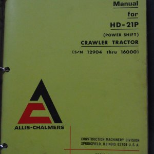 Allis Chalmers HD-21P (Powershift) Crawler Tractor Operator Manual
