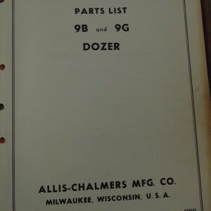 Allis Chalmers 9B & 9G Dozers Parts Manual