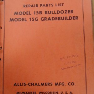 Allis Chalmers Model 15B Bulldozer & 15G Gradebuilder Repair manual