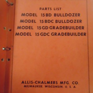 Allis Chalmers Model 15BD Bulldozer, 15BDC Bulldozer, 15GD Gradebuilder, 15GCG Gradebuilder Parts Manual