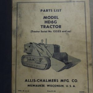 Allis Chalmers HD6G Tractor Parts List