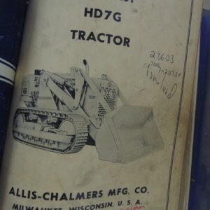 Allis Chalmers HD7G Tractor Parts List