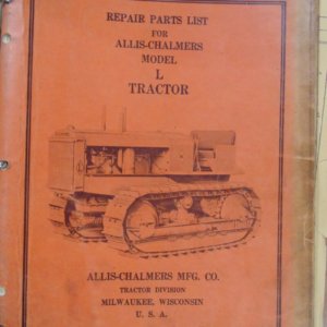 Allis Chalmers Model L Crawler Tractor Repair Parts List