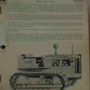 Allis Chalmers Model HD7 Tractor Repair Parts Catalog