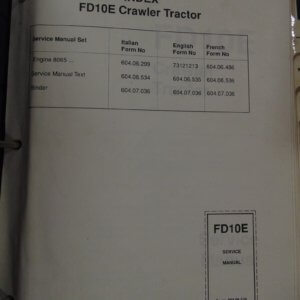 Fiat Allis FD10E Crawler Tractor Service Manual
