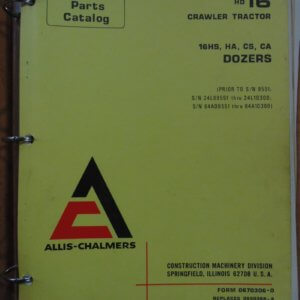 Allis Chalmers HD16 Crawler Tractor Parts Catalog