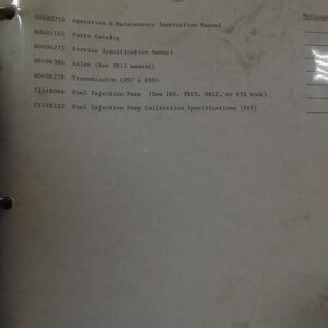 Fiat Allis FR7 Wheel Loader Parts, Operation, and Service Set