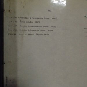 Fiat Allis FD9 Crawler Dozer Manual