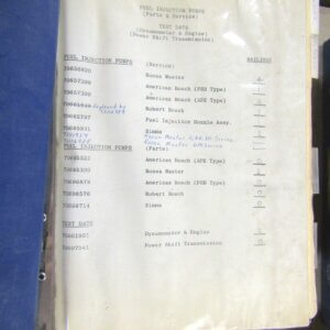 Fiat Allis Fuel Injection Pumps Parts and Service Manual Book