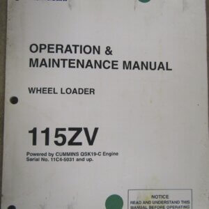 Kawasaki 115ZV Wheel Loader Operation and Maintenance Manual 11C4-5031-up