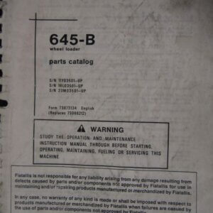 Fiat Allis 645B Wheel Loader Parts Catalog 11YO3501 16L03501 23M03501