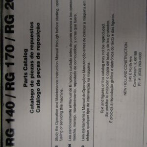 New Holland RG140 RG170 RG200 Road Grader Parts Catalog