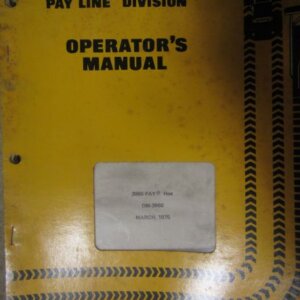 International Pay Line Division 3960 PAY Hoe Operators Manual