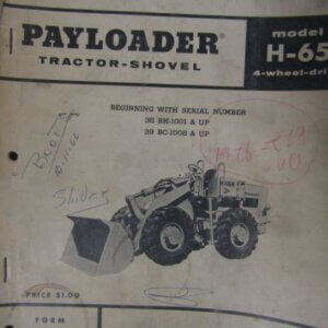 International Model H65 4 Wheel Drive Payloader Tractor Shovel Parts Manual