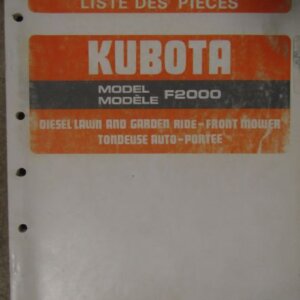 Kubota Model F2000 Diesel Lawn and Garden Ride Front Mower Illustrated Parts List