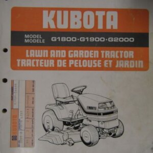 Kubota Model G1800 G1900 G2000 Lawn and Garden Tractor Illustrated Parts List