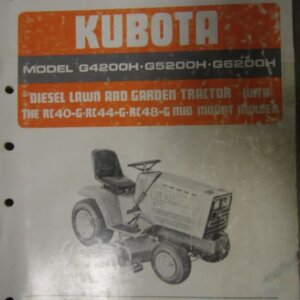 Kubota Model G4200H G5200H G6200H Diesel Lawn and Garden Tractor with the RC40G RC44G Mid Mount Mower Illustrated Parts List