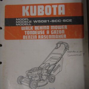 Kubota Model W5021SCC W5021SCE Walk Behind Mower Illustrated Parts List