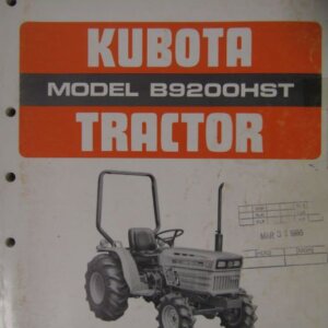 Kubota Model B9200HST Tractor Illustrated Parts List