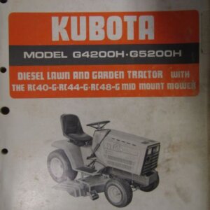 Kubota Model G4200H G5200H Diesel Lawn and Garden Tractor with the RC40G RC44G RC48G Mid Mount Mower Illustrated Parts List