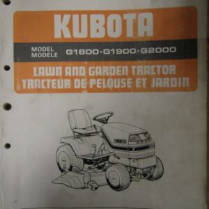 Kubota Model G1800 G1900 G2000 Lawn and Garden Tractor Illustrated Parts List