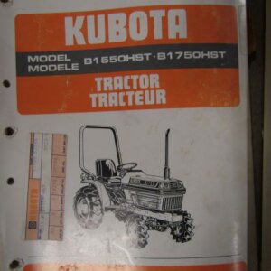 Kubota Model B1550HST B1750HST Tractor Parts List