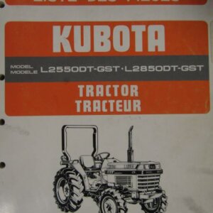 Kubota Model L2550DTGST L2850DTGST Tractor Parts List